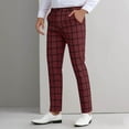 thumbnail image 1 of XUNKUSGA Pants for Men Fashion Stretch Work Pants Classic Plaid Slim Fit Plaid Skinny Dress Pants Casual Business Flat Front Mens Dress Pants with Pockets for Work Meeting Dinner S-3XL Red, 1 of 5