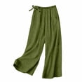 thumbnail image 1 of XUNKUSGA Pants for Women Elastic Waist Bowknot Summer Pants for Women Comfortable Breathable Cutton Linen Pants with Pocket Loose Fit Palazzo Pants for Women S-2XL, 1 of 7