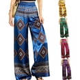 thumbnail image 1 of XUNKUSGA Pants for Women Fashion Boho Print Beach Women's Pants Casual High Waisted Flowy Wide Leg Pants Woman High Waisted Hippie Palazzo Pants S-3XL Blue, 1 of 5