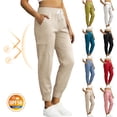 thumbnail image 1 of XUNKUSGA Pants for Women Classic Solid Color UPF50+ Quick Dry Hiking Pants Lightweight High Elastic Wasited Cargo Jogger Pants with Pockets,Pink,XL, 1 of 8