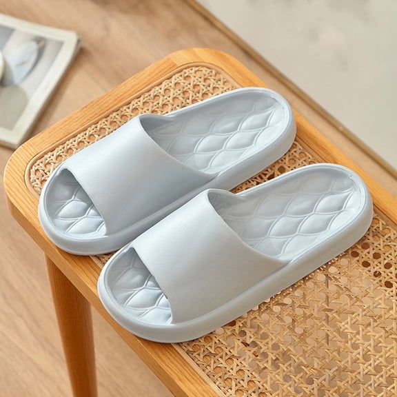 XUNKUSGA Pillow Slippers for Women Fashion Non-Slip Mens Slippers Lightweight Soft Open Toe Shower Shoes Classic Soild Color Couples Indoor and Outdoor Bathroom Slippers 5.5-10.5 Gray