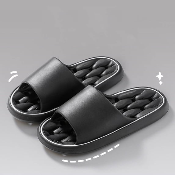 XUNKUSGA Pillow Slippers for Women and Men Comfy Cushioned Ultra Lightweight Soft Sole Shower Shoes Women with Drain Hole Classic Soild Color Anti-Slip Sandals Women for Gym, Spa Black