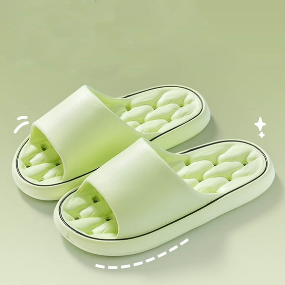 XUNKUSGA Pillow Slippers for Women and Men Comfy Cushioned Ultra Lightweight Soft Sole Shower Shoes Women with Drain Hole Classic Soild Color Anti-Slip Sandals Women for Gym, Spa Green