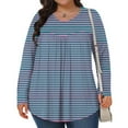 thumbnail image 1 of XUNKUSGA Plus Size Tops for Women Striped Long Sleeve Crew Neck Shirts for Women Casual Loose Tunic Blouse Oversized Tshirts for Women L-5XL, 1 of 5