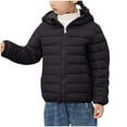 thumbnail image 1 of XUNKUSGA Puffer Jacket 3-16 Year Solid Color Long Sleeve Boys' Winter Coat Lightweight Water Resistant Down Coat Fashion Hooded Winter Coat for Girls and Boys with Pocket Black, 1 of 5