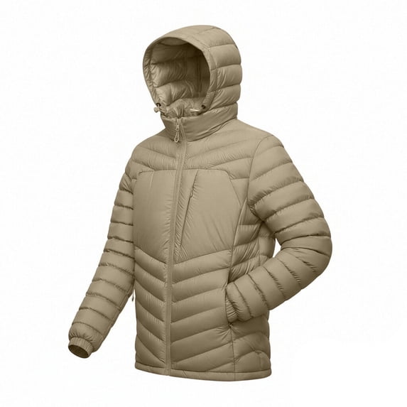 XUNKUSGA Puffer Jacket Men Lightweight Windproof Hooded Down Jacket Warm Puffy Winter Coat Classic Solid Color Full Zip Outerwear for Ski Hiking Travel Casual XL