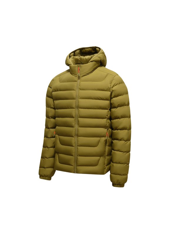 Puffer Jacket Men Lightweight Windproof Hooded Down Jacket Warm Puffy Winter Coat Classic Solid Color Full Zip Outerwear for Ski Hiking Travel Casual 4XL
