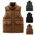 thumbnail image 1 of XUNKUSGA Puffer Vest Fleece Lined Zipper Vest for Men Solid Color Stand Collar Sleeveless Jackets for Men Winter Warm Loose Fit Men Vest with Pockets M-5XL Green, 1 of 3