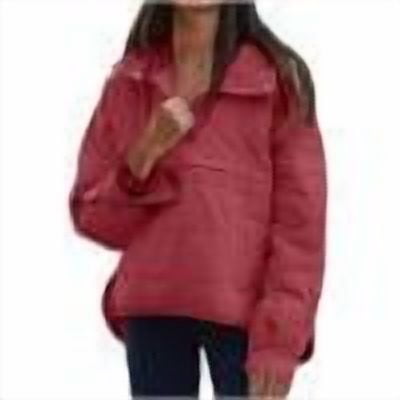 XUNKUSGA Pullover Puffer Jacket Lightweight Down Coats for Women Stand Up Collar Long Sleeve Button Quilted Casual Outerwear Warm Winter Coat with Pockets S-2XL Red