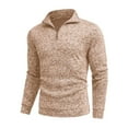 thumbnail image 1 of XUNKUSGA Quarter Zip Pullover Men Fashion Thermal Stand Collar Sweater for Men Casual Solid Color Long Sleeve Men Sweater Lightweight Soft Mens Pullover Sweater S-5XL Brown, 1 of 6