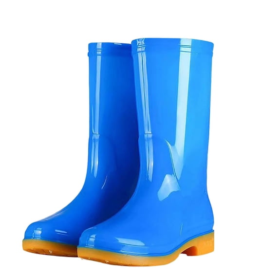 XUNKUSGA Rain Boots Classic Solid Color Waterproof PVC Rubber Garden Farm Boots with Non-Slip Sole Lightweight Breathable Rain Shoes for Gardening Farm Chores Rainy Dog Walks Blue 4.5