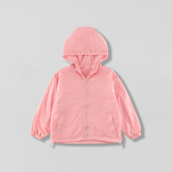XUNKUSGA Rain Jacket Girls 5-14 Years Solid Color Lightweight Raincoats for Kids Cuffed Long Sleeves Jacket for Girls Fashion Spring/Fall Kids Jacket
