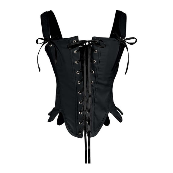 XUNKUSGA Renaissance Corset Front Lace Up Strap Corset Tops for Women Square Neck Sleeveless Renaissance Corset Fashion Vintage Tummy Control Shapewear S-3XL Black