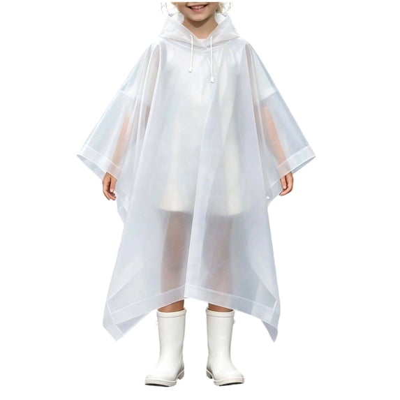 XUNKUSGA Reusable Rain Ponchos for Kids Classic Solid Color lightweight Waterproof Raincoats with Hood Drawstring Thickened Foldable Ponchos for Boys Girls