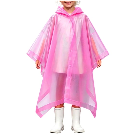XUNKUSGA Reusable Rain Ponchos for Kids Classic Solid Color lightweight Waterproof Raincoats with Hood Drawstring Thickened Foldable Ponchos for Boys Girls