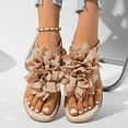 thumbnail image 1 of XUNKUSGA Sandals for Women Fashion Solid Color Floral Elastic Ankle Strap Beach Slide Sandals Casual Flip Flops Flats Sandals for Vacation 6-9.5,Khaki, 1 of 9