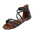 thumbnail image 1 of XUNKUSGA Sandals for Women Summer Open Toe Multi Strap Gladiator Sandals with Ankle Strap and Back Zipper Casual Lightweight Flats Sandals for Beach,5.5, 1 of 8