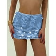 thumbnail image 1 of XUNKUSGA Shiny Skirt Sparkly Belly Dance Costume Mini Wrap Skirts for Women Glitter Low Waist Pencil Skirts Fashion Casual Solid Color Party Club Short Skirt S-XL Blue, 1 of 4