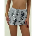 thumbnail image 1 of XUNKUSGA Shiny Skirt Sparkly Belly Dance Costume Mini Wrap Skirts for Women Glitter Low Waist Pencil Skirts Fashion Casual Solid Color Party Club Short Skirt S-XL White, 1 of 3