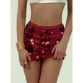 thumbnail image 1 of XUNKUSGA Shiny Skirt Sparkly Belly Dance Costume Mini Wrap Skirts for Women Glitter Low Waist Pencil Skirts Fashion Casual Solid Color Party Club Short Skirt S-XL Red, 1 of 5
