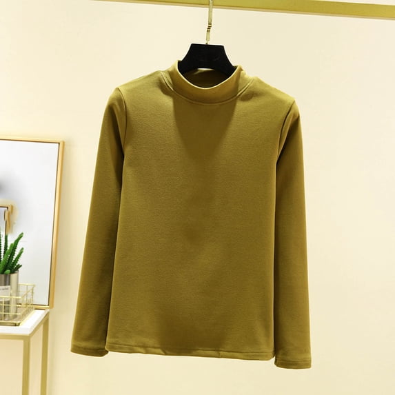 Shirts for Fashion Turtle Neck Long Sleeve Undershirts for Thermal Tees Tops Soft Warm Comfortable Pullover Tops L-2XL Green