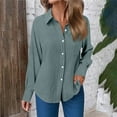 thumbnail image 1 of XUNKUSGA Shirts for Women Solid Color Button Tops for Women Trendy Long Sleeve Turndown Collar Women Clothes Casual Loose Fit Fall Clothes for Business Work S-2XL, 1 of 5