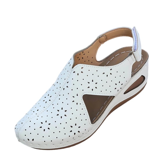XUNKUSGA Shoes for Women Classic Ankle Strap Closed Toe Backless Womens Sandals Fashion Solid Color Cutout Women's Sandals Comfortable Arch Support Walking Women Sandals 5.5-9.5 White