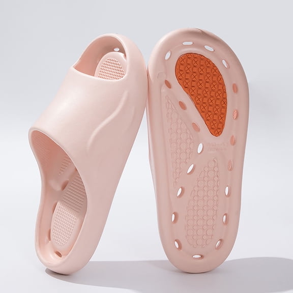 XUNKUSGA Shower Slippers Non-Slip Bathroom Slippers with Drain Holes Soft Comfy Shower Shoes Women Classic Odor-Resistant Cushioned Thick Sole Open Toe Slides for Women 5.5-10.5 Pink