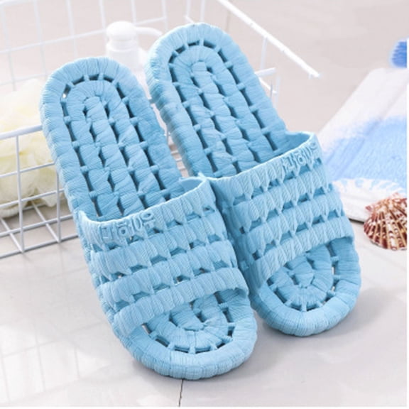XUNKUSGA Shower Slippers for Women Men Lightweight Non Slip Open-Toe Shower Shoes Women Comfortable Breathable Non-Slip Slides for Bathroom House Slipper Outdoor Blue
