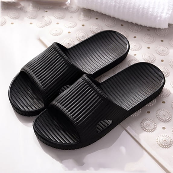 XUNKUSGA Shower Sandals for Women Men Lightweight Non Slip Open-Toe Shower Shoes Women Comfortable Breathable Non-Slip Slides for Bathroom House Slipper Outdoor Black