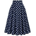 thumbnail image 1 of XUNKUSGA Skirt for Women Polka Dot Midi Skirt Button High Waist Vintage Skirt A-line Pleated Skirt S-XXL, 1 of 2