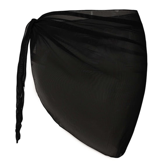 XUNKUSGA Skirts for Women Fashion Sheer Wrap Knot Cover Ups for Swimwear Women Breathable Comfortable Chiffon Short Sarong Wraps for Women S-XL,Black
