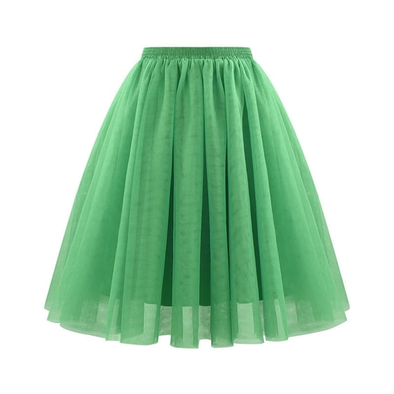 XUNKUSGA Skirts for Women Mesh Tutu Skirts High Waisted Cute Solid Color Tulle Skirt Spring Summer Active Casual Skirt