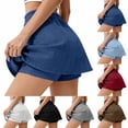 thumbnail image 1 of XUNKUSGA Skorts for Woman Comfortable High Elastic Waist Womens Skorts Casual Going Out Skirt with Built-In Shorts Solid Color Loose A-Line Mini Skirt,Blue,XL, 1 of 7