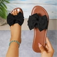 thumbnail image 1 of XUNKUSGA Slip On Slippers for Women Fashion Bow Knot Flat Sandals Classic Open Toe Womens Slippers Casual Single Band Backless Summer Sandals for Shopping, Going Out, Beach Black, 1 of 5