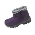 thumbnail image 1 of XUNKUSGA Snow Boots for Women Warm Fleece Lined Ankle Boot Waterproof Walking Booties Comfortable Non Slip Zipper Booties for Women Purple, 1 of 8