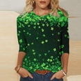 thumbnail image 1 of XUNKUSGA St. Patrick's Day Tops for Women Casual 3/4 Length Sleeve Going Out Tops Classic Crew Neck Base Layer Women Lightweight Comfortable Womens Tops S-5XL Multicolor, 1 of 4