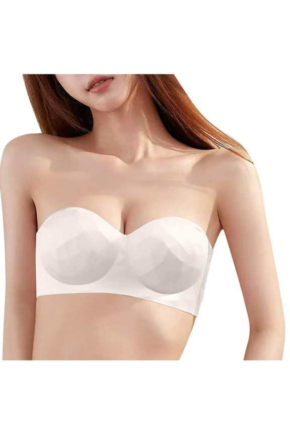 Strapless Bra Solid Color Push Up Strapless Bras for Women Anti Slip Full Coverage Convertible Brassie Womens Bralette Multiway Lift Padded Bralettes for Women