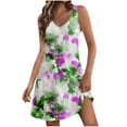 thumbnail image 1 of XUNKUSGA Summer Dresses for Women 2025 Floral Print Tank Dress Ribbed Slim-Fit Mini Flare Sundress V-neck Long Peasant Dress S-XXL, 1 of 7