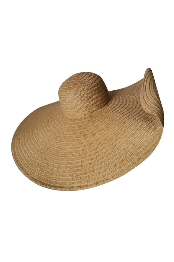 Sun Hats for Women Oversized Straw Hat Handmade Large Wide Brim Visor Hats Roll Up Lightweight Boho Beach Hat