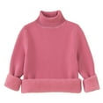 thumbnail image 1 of XUNKUSGA Sweater for Girls 3-13 Years Winter Fleece Lined Baby Girl Clothes Solid Color Turtleneck Girls' Sweaters Long Sleeve Soft Thermal Base Pullover Tops Pink, 1 of 2