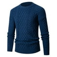 thumbnail image 1 of XUNKUSGA Sweaters for Men Fashion Cable Knit Vintage Mens Crewneck Sweater Casual Solid Color Long Sleeve Men's Sweaters Pullover Slim Fit Fisherman Sweater M-3XL Blue, 1 of 5