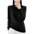 thumbnail image 1 of XUNKUSGA Sweaters for Women Solid Color Long Sleeve Knit Sweater Half Turtleneck Thermal Warm Winter Pullover Sweaters Casual Office Womens Sweaters S-2XL Black, 1 of 3