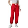 thumbnail image 1 of XUNKUSGA Sweatpants for Girls 4-15 Years Solid Color Baggy Thickened Pants Casual High Waisted Comfy Cinch Bottom Sweat Pants with Pockets and Drawstring Red, 1 of 4