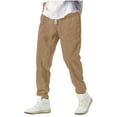 thumbnail image 1 of XUNKUSGA Sweatpants for Men Casual Solid Color Elastic Waist Drawstring Men's Pants Fashion Waffle knit Cuffed Slim Fit Jogger Sweatpants with Pockets, 1 of 6
