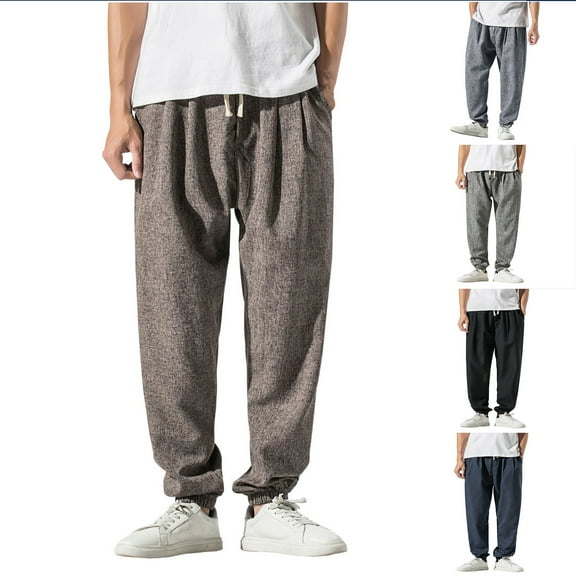 XUNKUSGA Sweatpants for Men Loose Fit Jogger Sweat Pants Solid Drop-Crotch Mens Sweatpants Drawstring Elastic Waist with Pockets Men's Pants M-5XL Gray