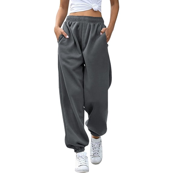 XUNKUSGA Sweatpants Women Baggy Drawstring High Waisted Workout Active Joggers Pants Comfy Elastic Waist Cinch Bottom Sweat Pants Workout Athletic Pull On Jogger Pants