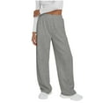 thumbnail image 1 of XUNKUSGA Sweatpants Women Trendy Fashion High Waisted Womens Pants Elastic Straight Leg Sweat Pants Solid Color Loose Wide Leg Pants Woman with Pockets S-2XL Gray, 1 of 8