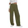 thumbnail image 1 of XUNKUSGA Sweatpants Women Trendy Fashion High Waisted Womens Pants Elastic Straight Leg Sweat Pants Solid Color Loose Wide Leg Pants Woman with Pockets S-2XL Green, 1 of 8
