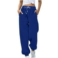 thumbnail image 1 of XUNKUSGA Sweatpants Women Waffle Knit High Waisted Drawstring Women's Pants Loose Comfy Workout Pants for Women with Pockets Casual Solid Color Cinch Bottom Womens Leggings, 1 of 6